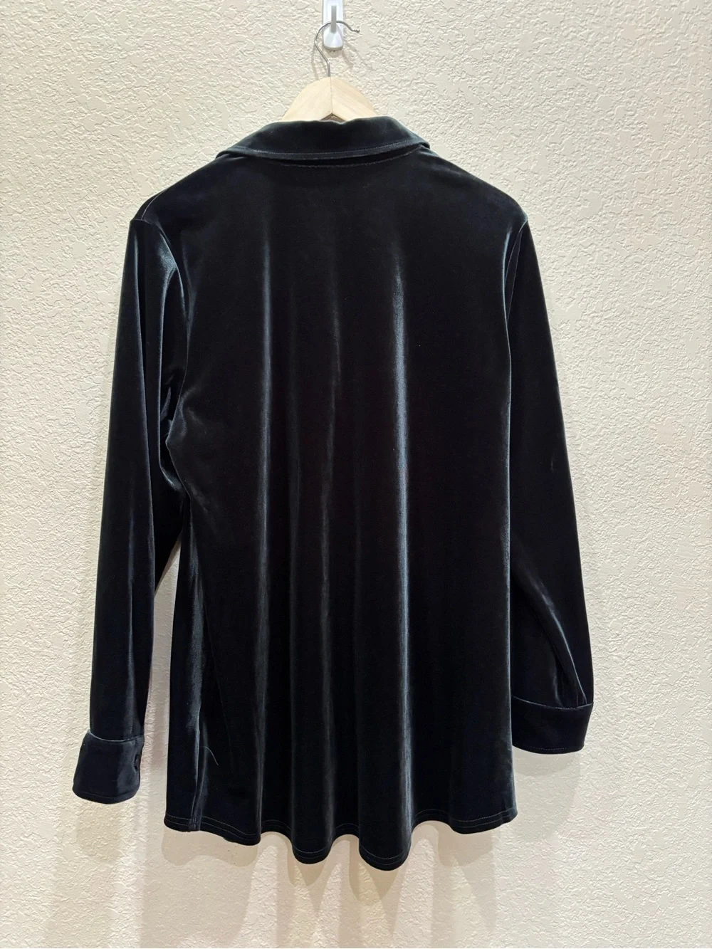 Soft Surroundings Velvet Boyfriend Tunic Shirt Dark Emerald Large Holiday